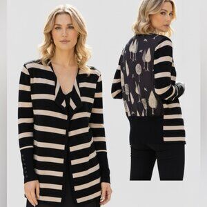Clements Ribeiro Portobello Cardigan Floral Stripes Print Knit Open Wrap Mix S